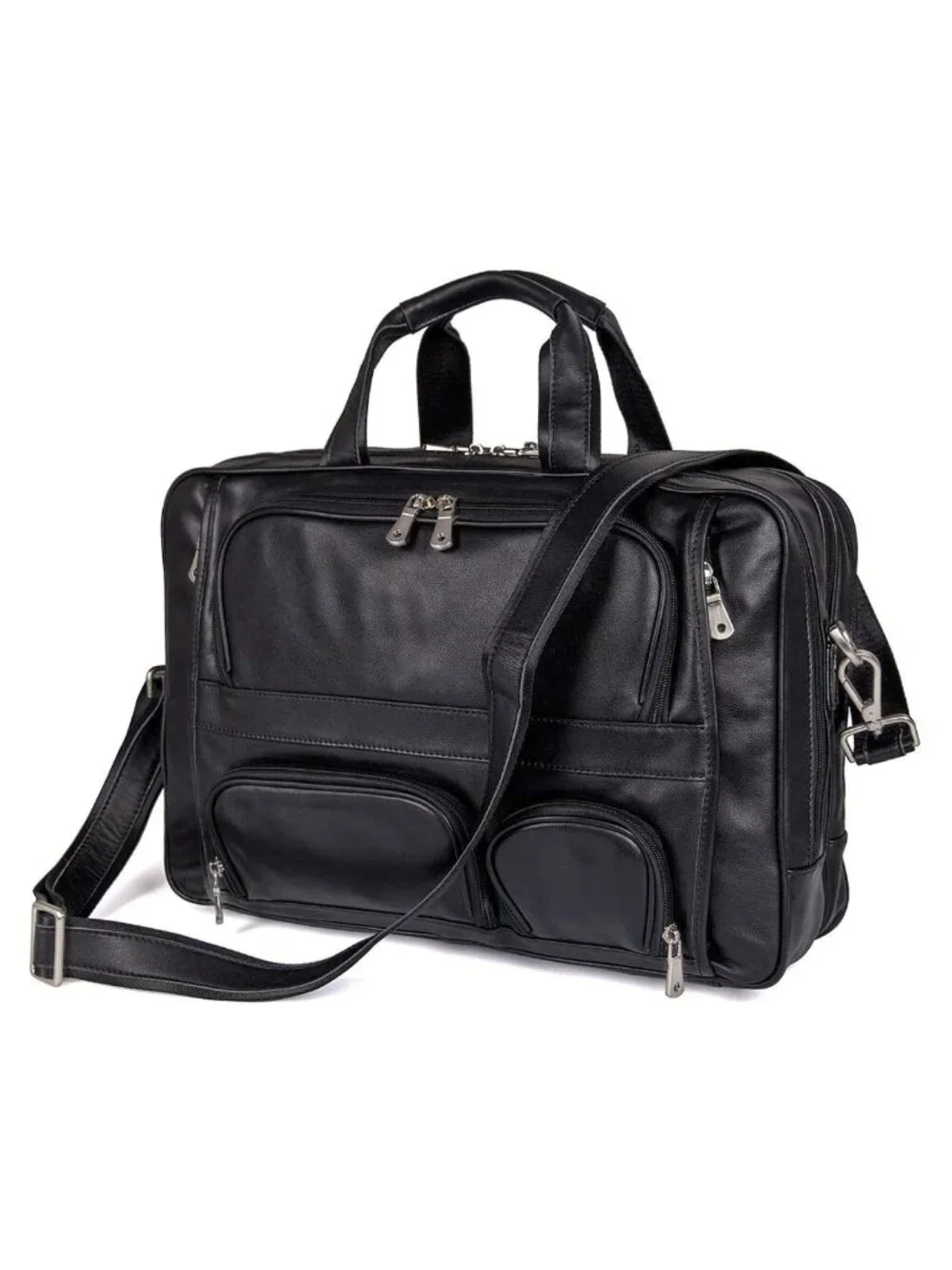 Genuine Leather Laptop Briefcase for Men, Business Travel Bag Fits 15.6